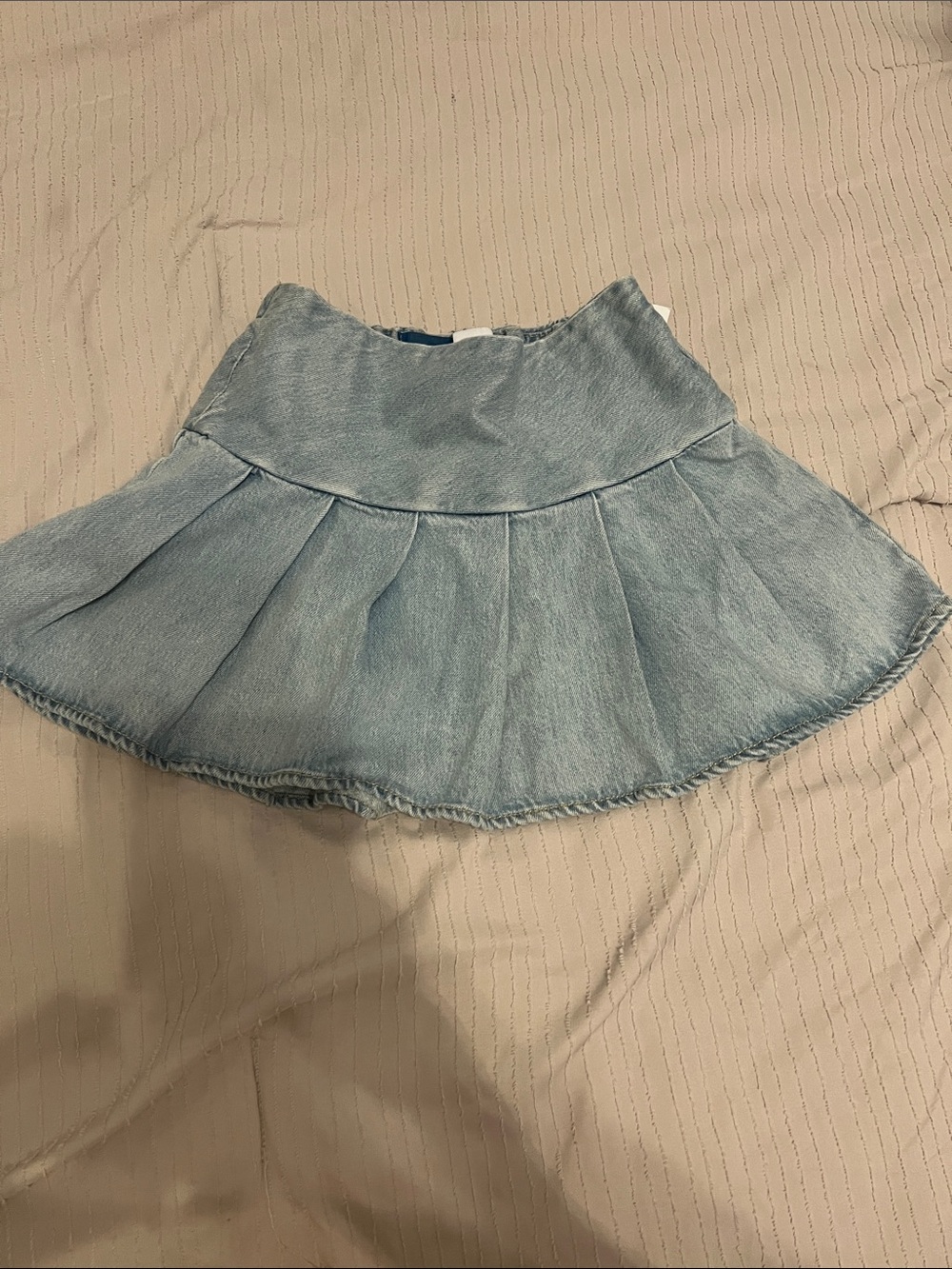 Light Blue Denim Pleated Skirt - Girls